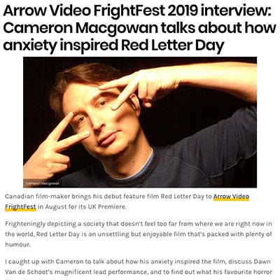 Arrow Video FrightFest 2019 interview: Cameron Macgowan talks about how anxiety inspired Red Letter Day